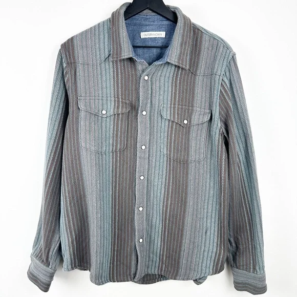 OUTERKNOWN LONG SLEEVE BUTTON UP STRIPED SHIRT - Picture 2 of 9